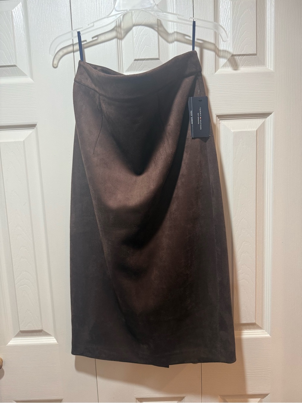 Tommy Hilfiger Chocolate Brown Suede Midi Skirt